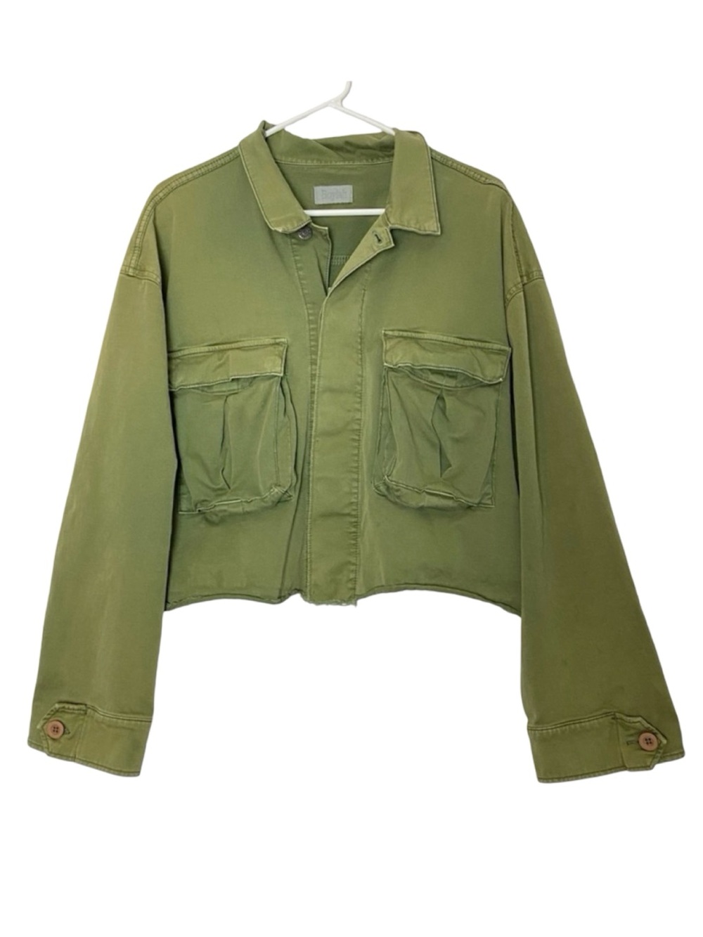 Boyish Denim Jacket Shirt Womens Size Large The Camden Army Green Large Pockets